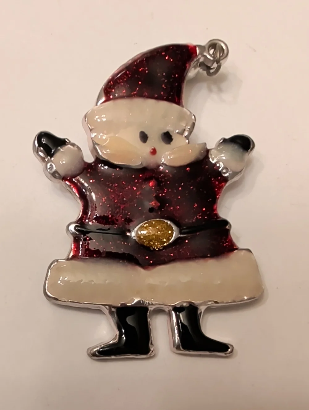 Festive Red Glitter Santa Pendant Charm for Women